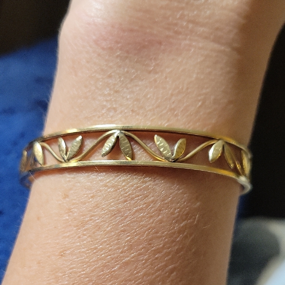 Vintage Krementz Gold Filled GF Plant Leaf Cuff Bracelet 7in - Picture 3 of 5